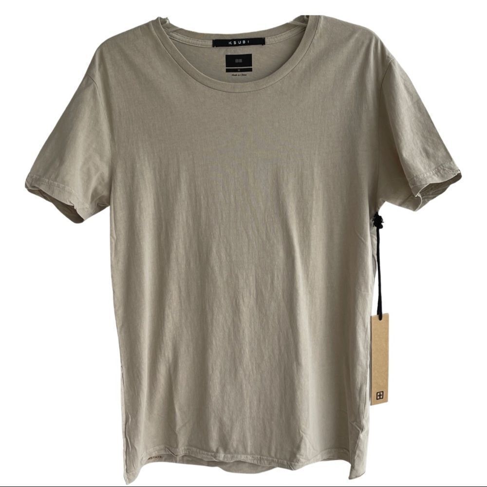 𝅺ksubi SIGN OF THE TIMES SEEING LINES LOGO-PRINT T-SHIRT IN GREY MEDIUM 